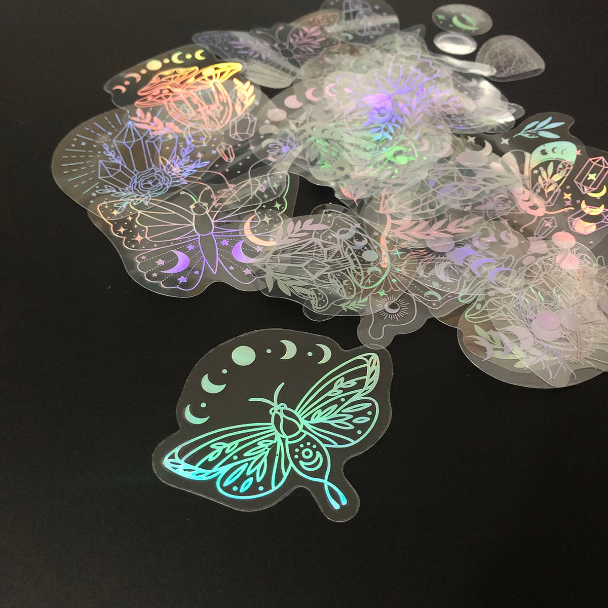 Holographic Glitter Stickers – Transparent Waterproof Decals for Scrapbooking