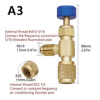 R410A to R22 Refrigeration Charging Adapter – Brass HVAC Hose Valve