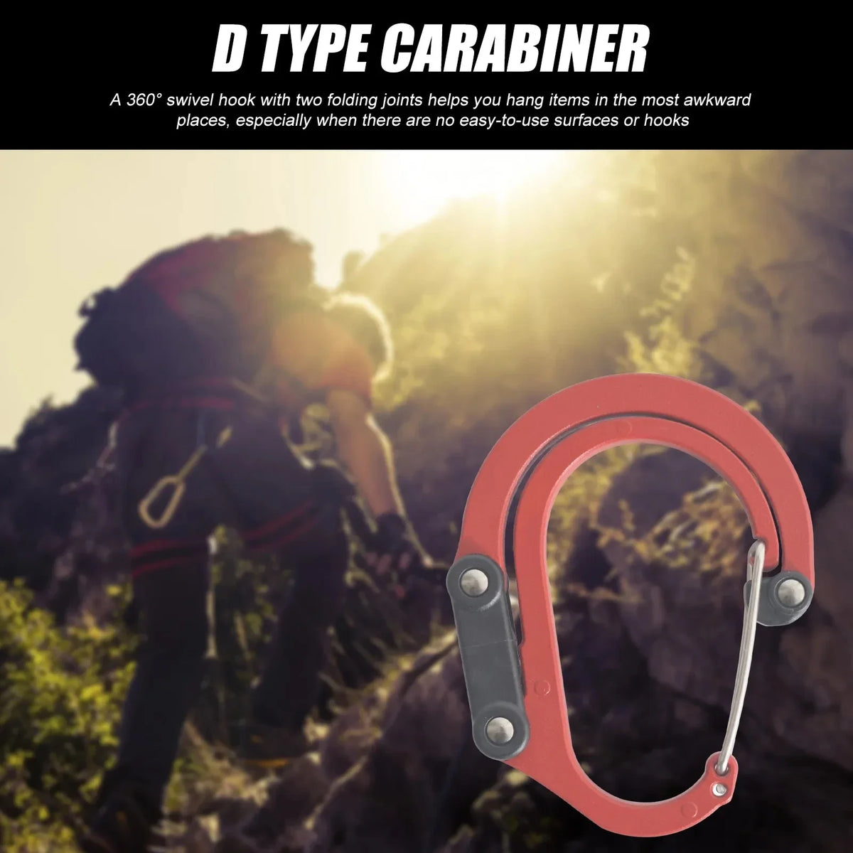 Rotating Hybrid Gear Clip – Heavy Duty Carabiner for Camping and Hiking