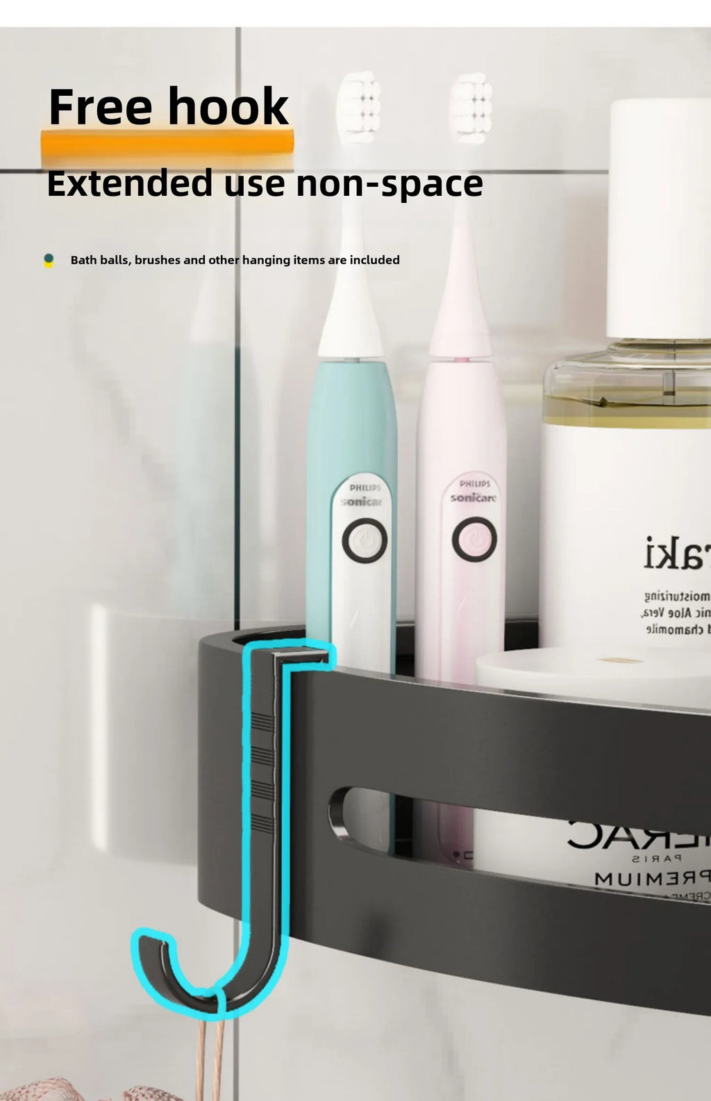 Adhesive Shower Shelf – Waterproof Bathroom Organizer for Shampoo and Towels