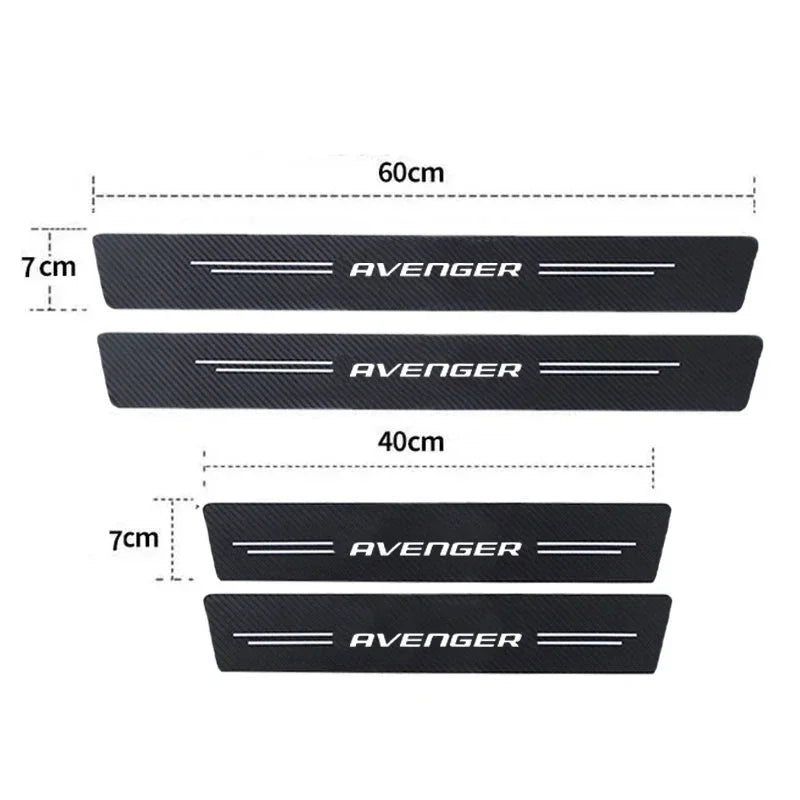 Carbon Fiber Door Sill Scuff Plates – Anti-Scratch Decal for Dodge Avenger