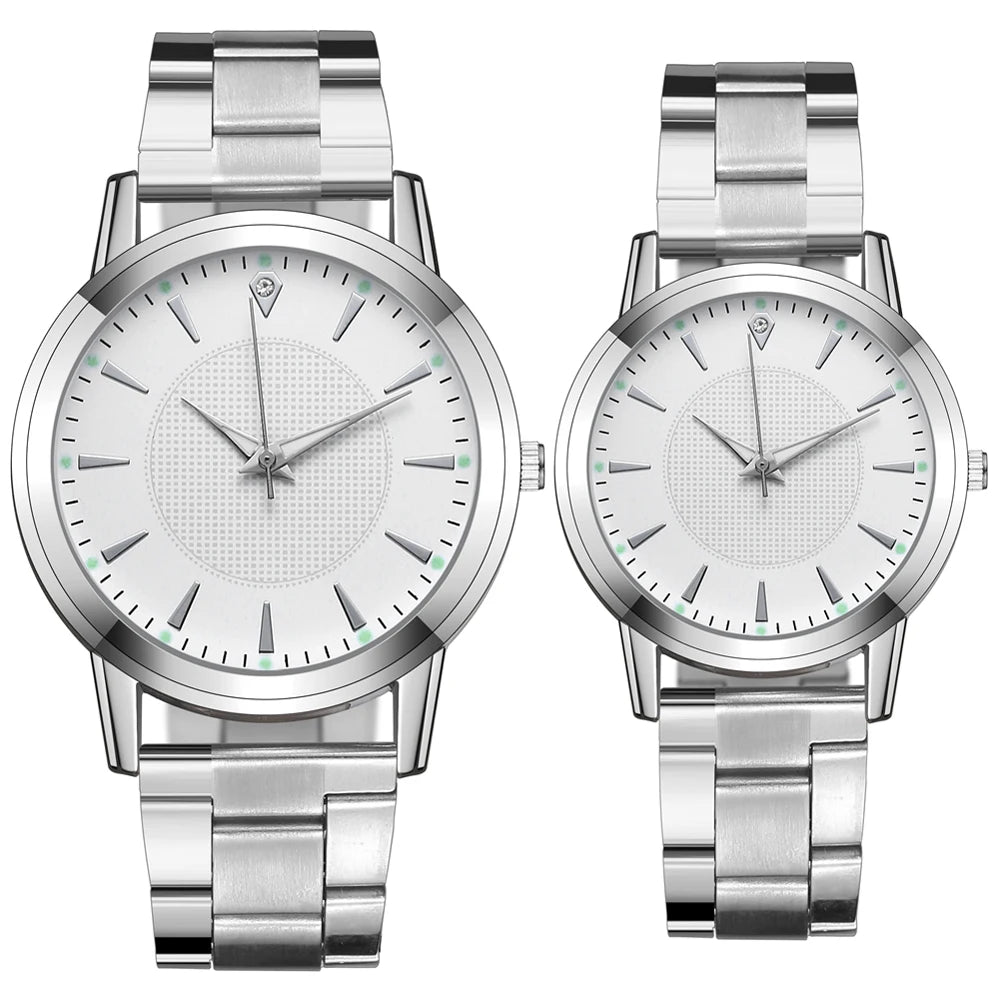 Stainless Steel Couple Watch – Silver Mesh Quartz for Fashion Accessories