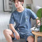 Striped Bear Pajama Set – Breathable Cotton Loungewear for Men