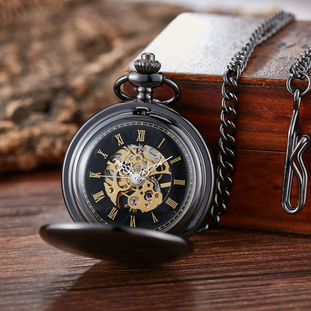 Mechanical Pocket Watch – Hollow Roman Numeral Dial for Men and Women