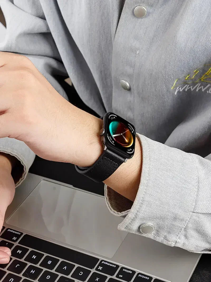 Leather Silicone Hybrid Strap – Breathable Magnetic Band for Huawei Watch Fit
