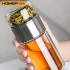 Borosilicate Glass Tea Infuser – Double Layer Bottle for Office and Travel