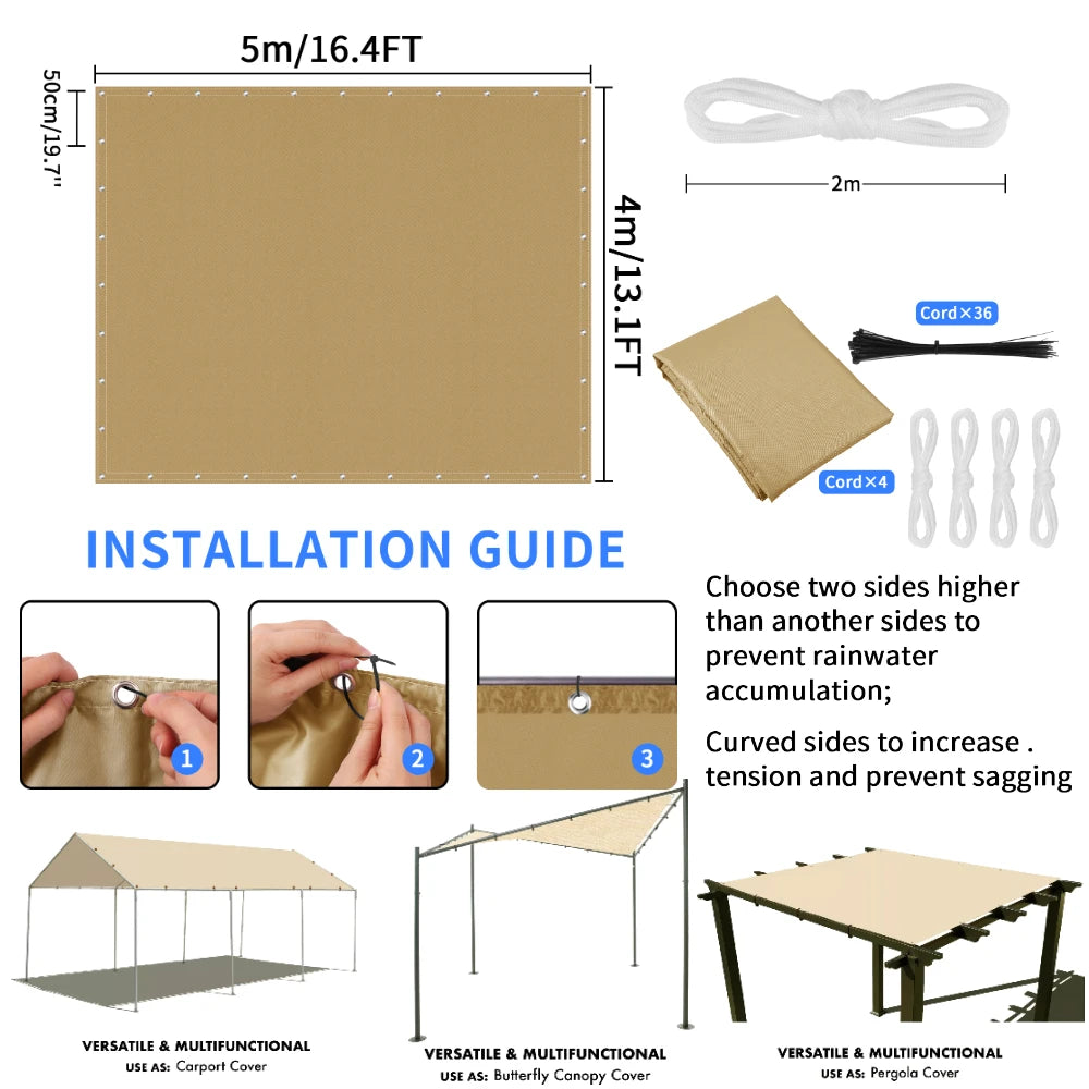 Waterproof Sun Shade Sail – UV Block Canopy for Garden Patio and Camping