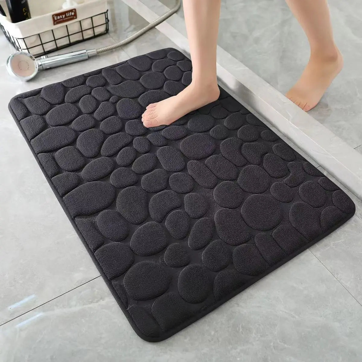Cobblestone Bath Mat – Non-Slip Absorbent Floor Rug for Bathroom Decor