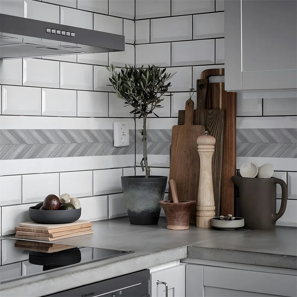 Self-Adhesive Waist Line Stickers – Waterproof Border Mural for Kitchen Decor