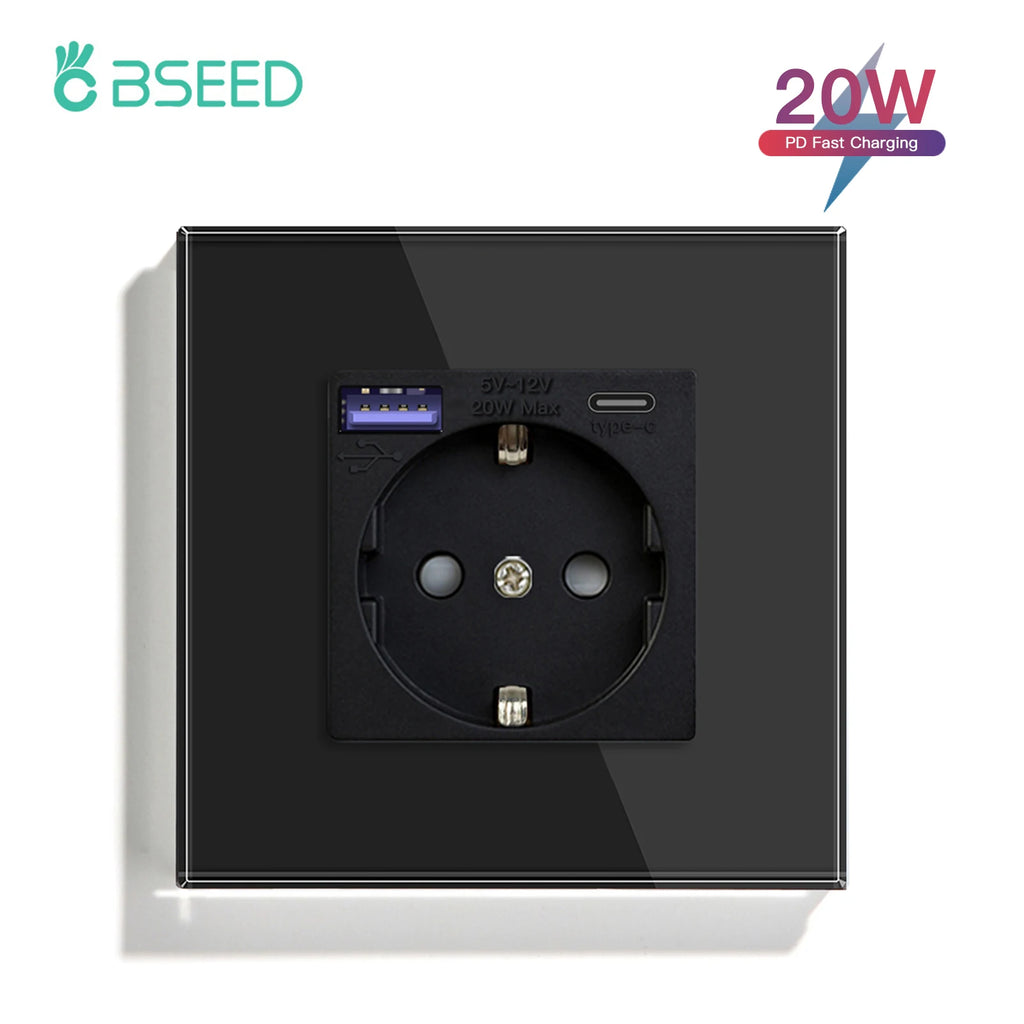 BSEED Touch Light Switch – LED Wall Socket with USB-C for Modern Home Decor