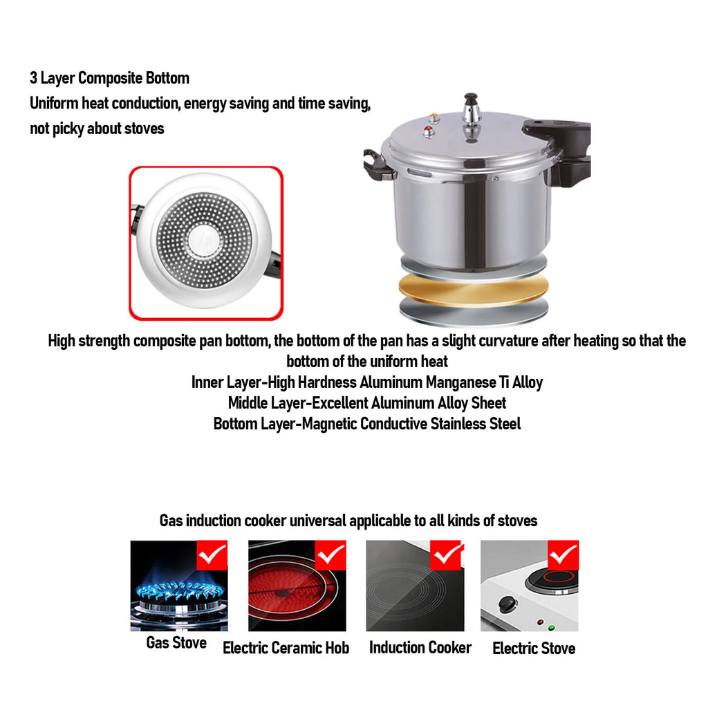 Aluminium Alloy Pressure Cooker – Large Capacity Pot for Fast Home Canning