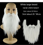 Large white realistic fake beard on mannequin head, costume accessory, 25x30cm