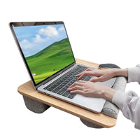Portable Wooden Laptop Bed Desk – 15 Inch Lap Tray with Cushion for Study