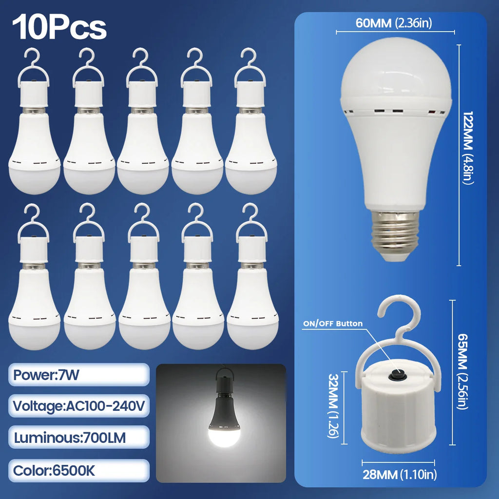 Rechargeable LED Emergency Bulb – Portable 7W Light for Camping and Home Power