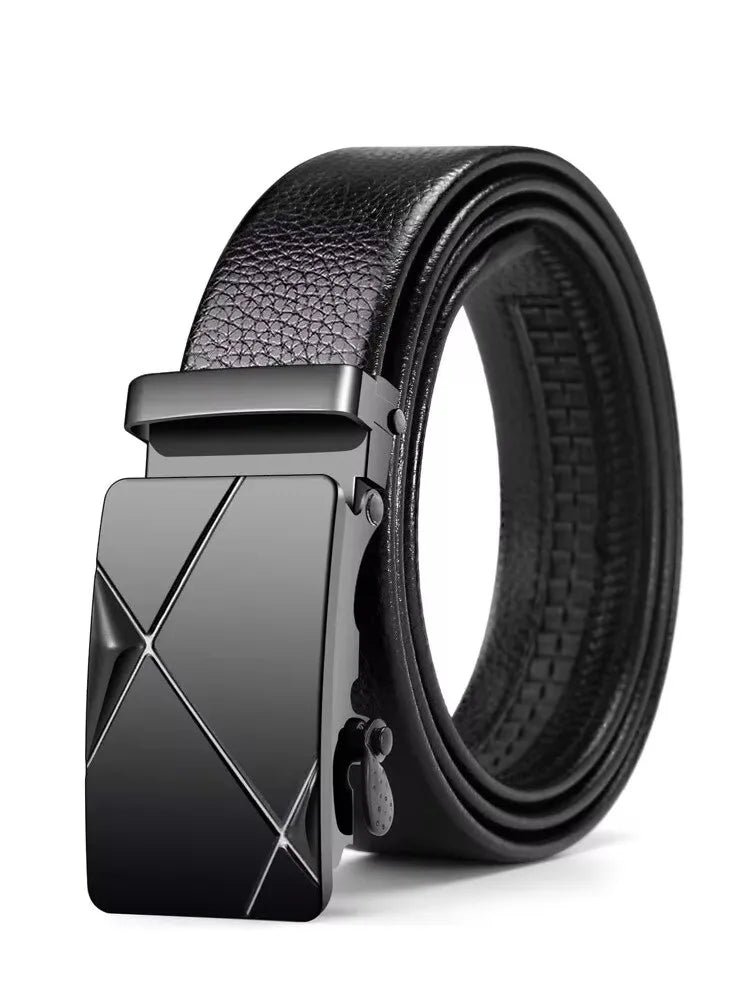 Mens Automatic Buckle Leather Belt – Luxury Business Accessory for Formal Wear
