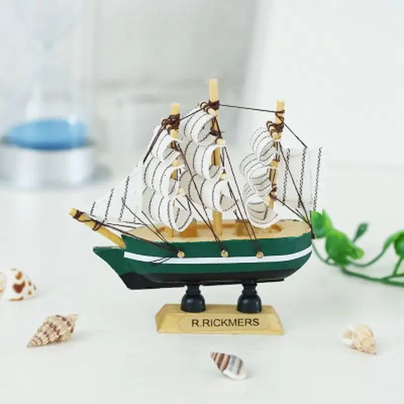 Mediterranean Wooden Boat Decor – Nautical Ship Ornament for Home Decoration