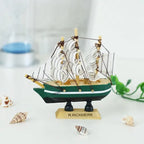 Mediterranean Wooden Boat Decor – Nautical Ship Ornament for Home Decoration