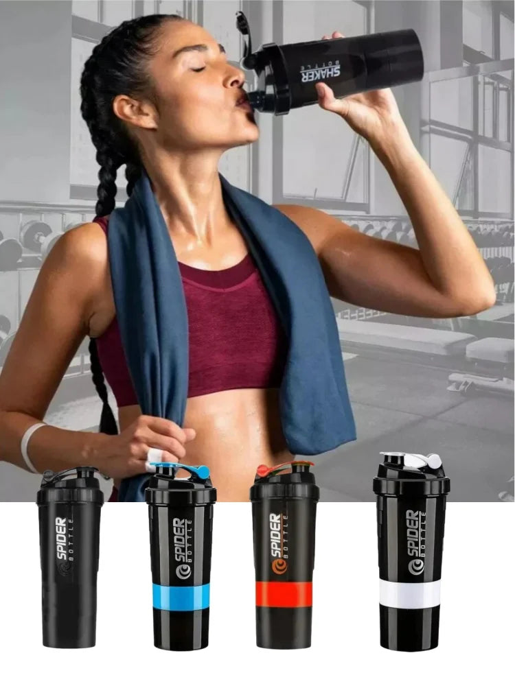 3-Layer Protein Shaker Bottle – Large Capacity Mixing Cup for Gym Exercise