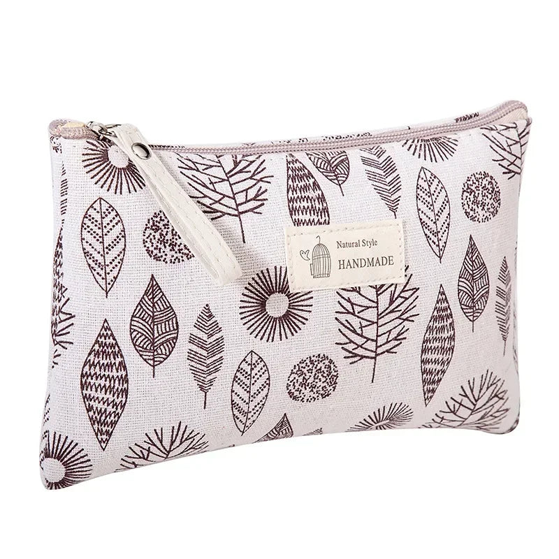 Canvas Small Cosmetic Bag – Portable Makeup Organizer for Travel