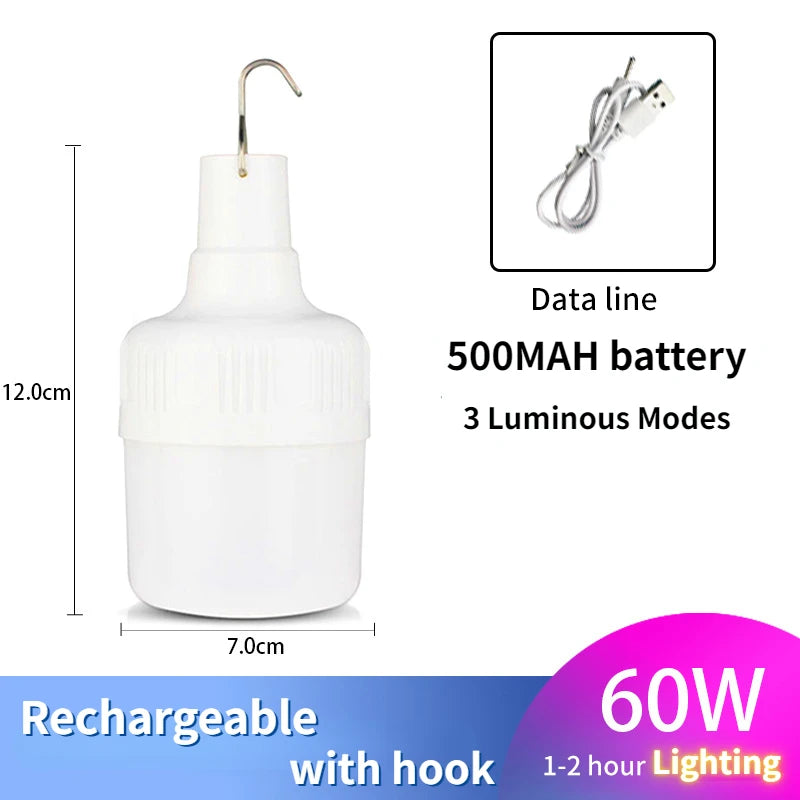 Portable Rechargeable LED Lantern – 80W Emergency Light for Camping and Patio