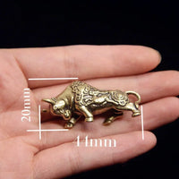 Brass Bull Statue – Solid Copper Animal Figurine for Wealth Home Decor