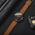 Leather Quartz Calendar Watch – Elegant Fashion Accessory for Men and Women
