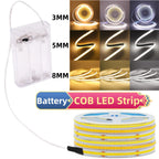 Flexible COB LED Strip Light – High Density Battery Powered for Night Decor
