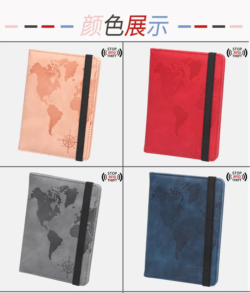 Personalized Passport Cover – RFID Blocking World Map Design for Travel