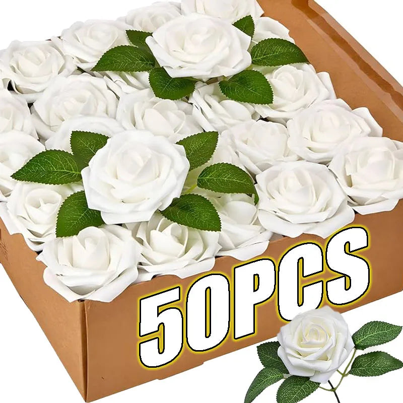 Artificial Foam Rose Heads – Realistic Silk Flowers for DIY Wedding Decor