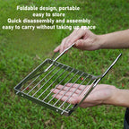 Folding Stainless Steel BBQ Grill – Portable Outdoor Alcohol Stove Rack