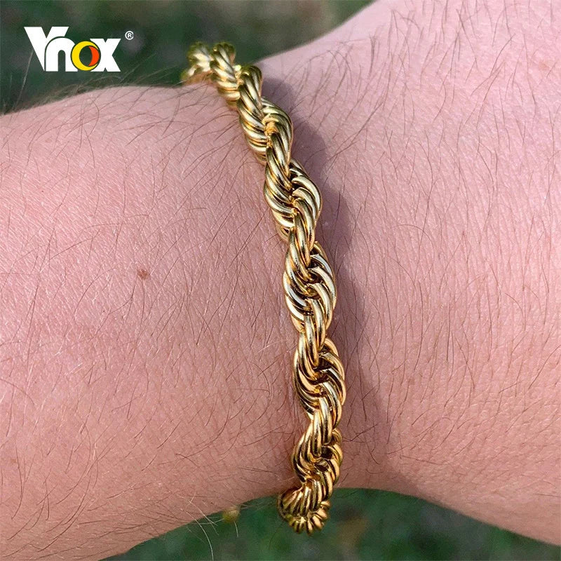 Stainless Steel Rope Chain Bracelet – Unisex Twisted Link Jewelry for Gift
