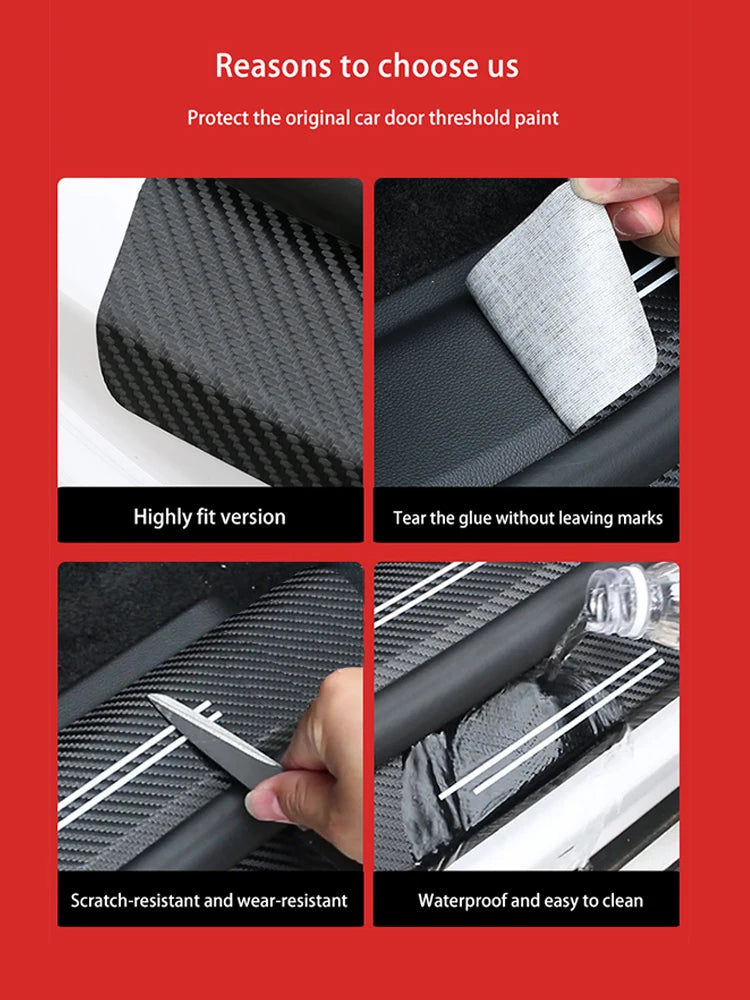 Carbon Fiber Door Sill Protectors – Leather Welcome Pedal for Nissan Juke