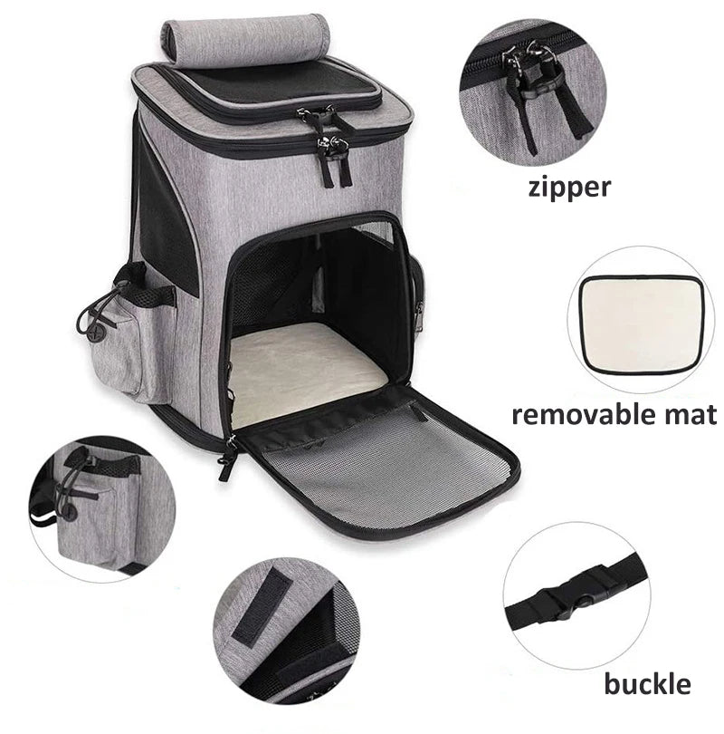 Expandable Pet Carrier Backpack – Breathable Travel Bag for Cats and Dogs