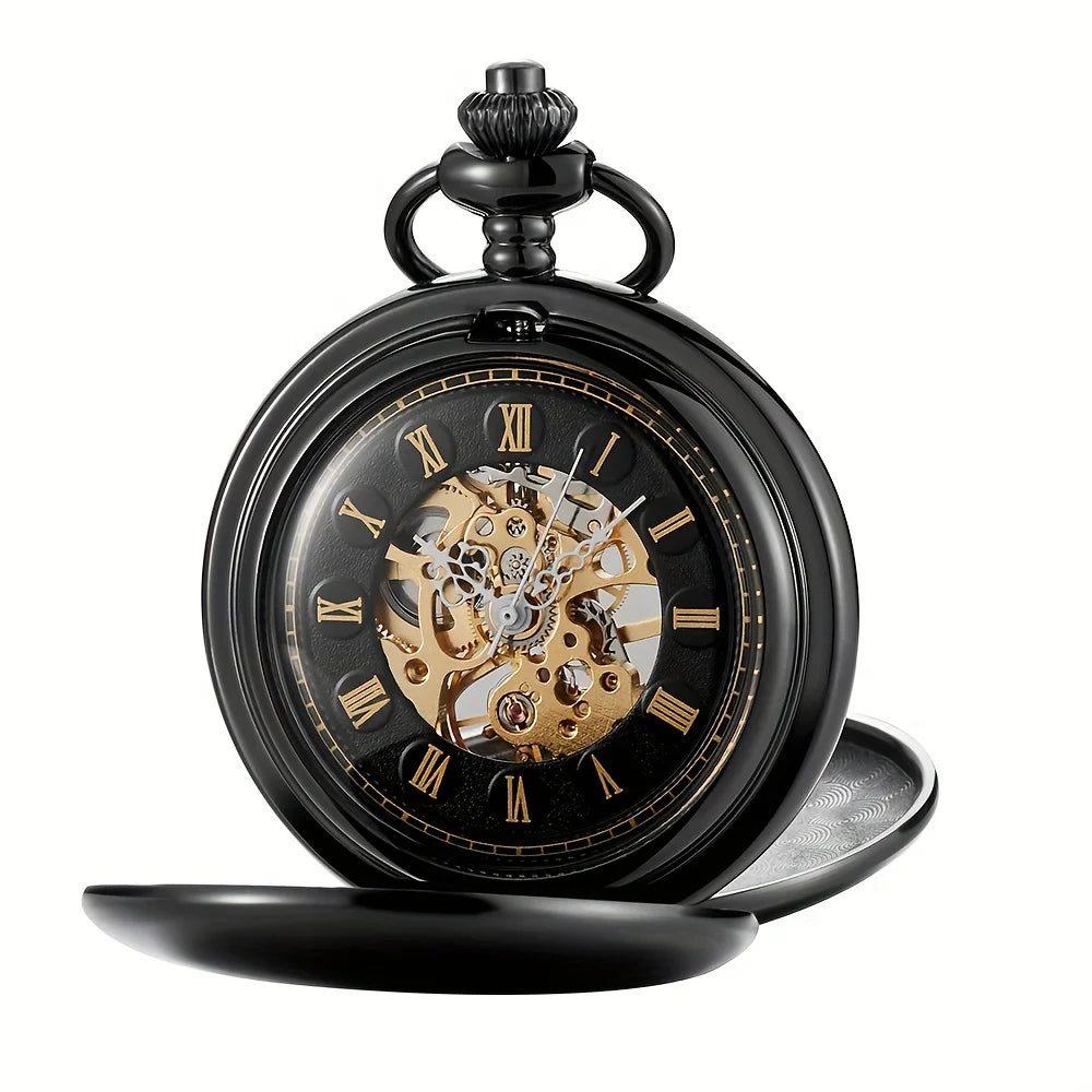 Mechanical Pocket Watch – Hollow Roman Numeral Dial for Men and Women