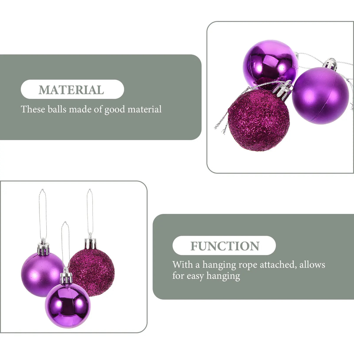 Purple Plastic Christmas Ornament Balls – Shiny Decor for Xmas Tree Holidays