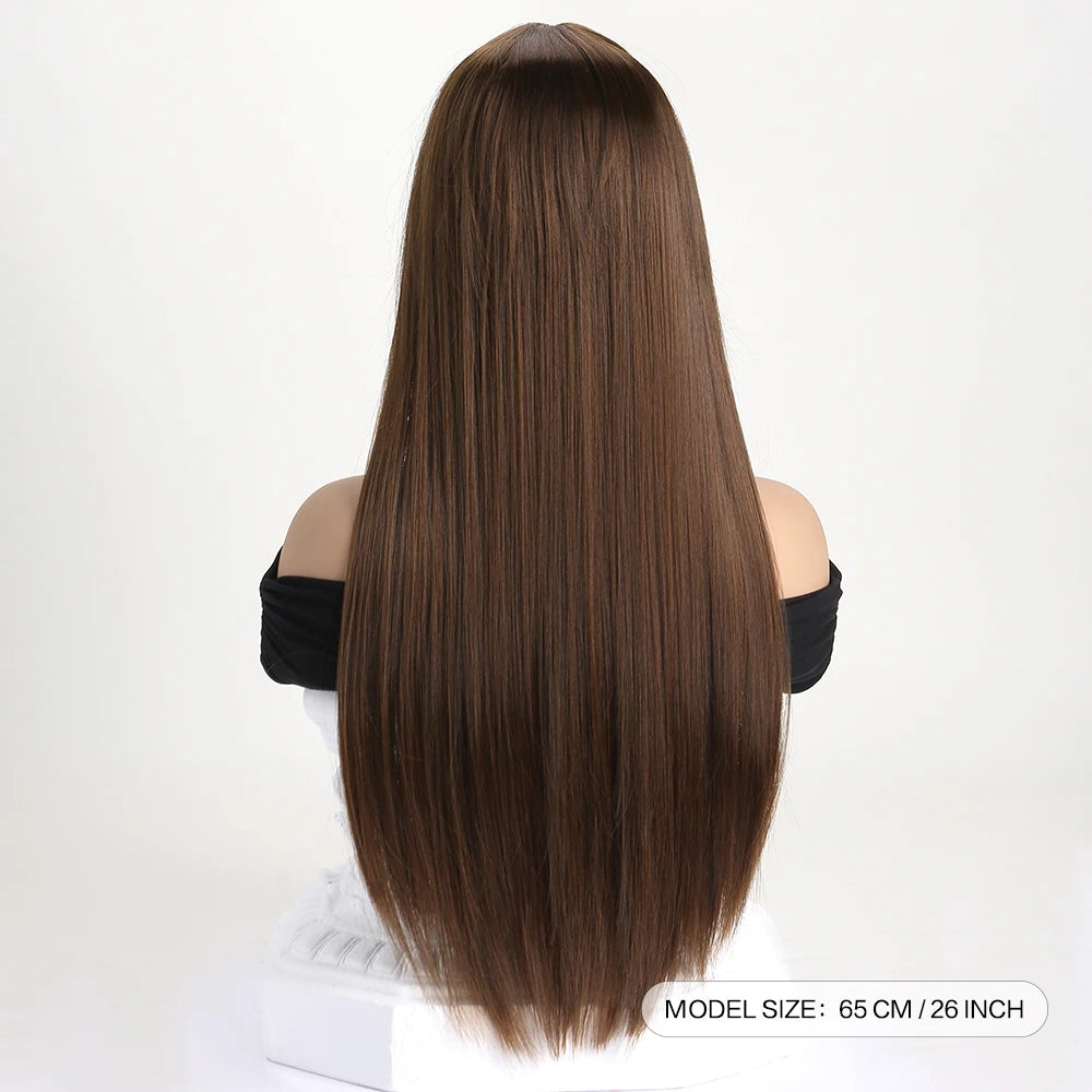 Long Straight Synthetic Wig – 26-Inch Colored Hair for Cosplay Halloween