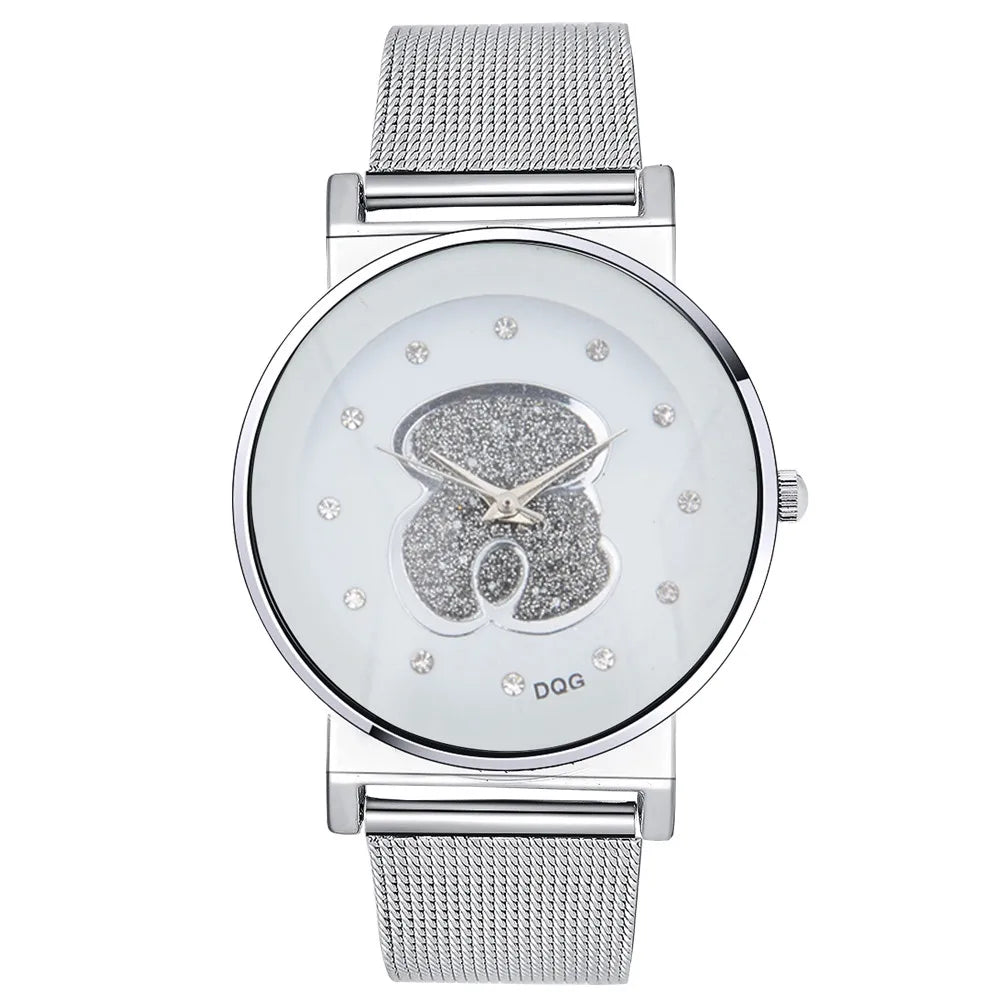 Bear Diamond Quartz Watch – Elegant Minimalist Wristwear for Women