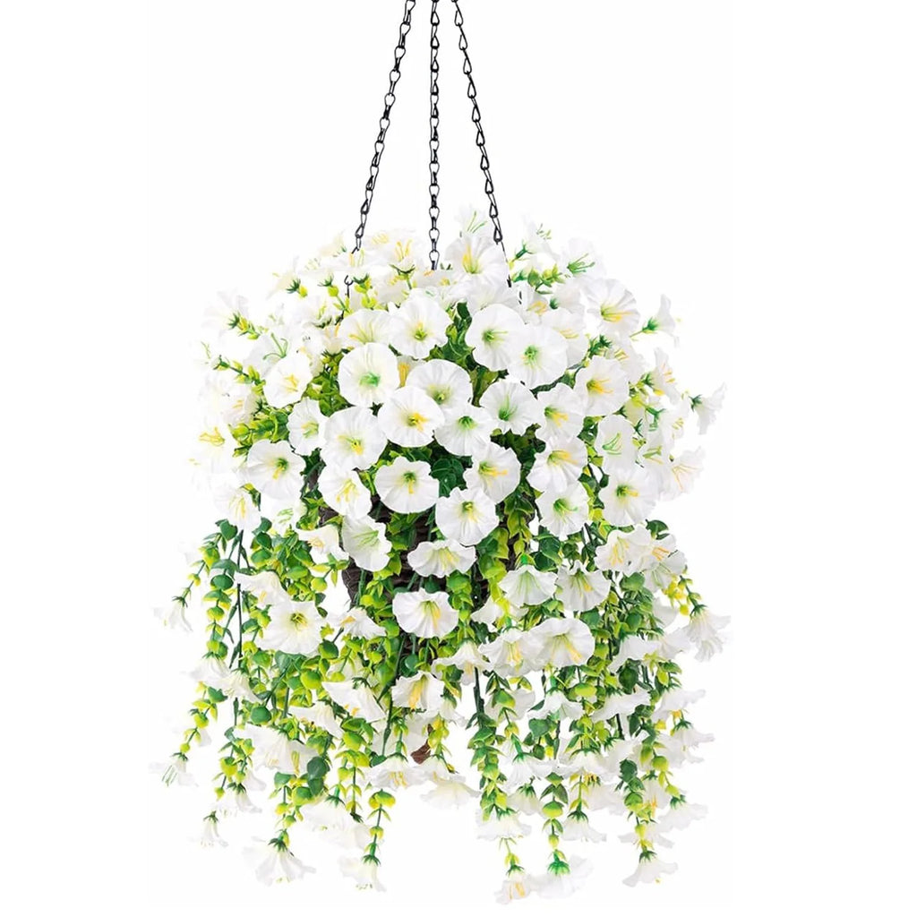 Artificial Morning Glory and Eucalyptus Vine – UV-Resistant Home Wall Decor