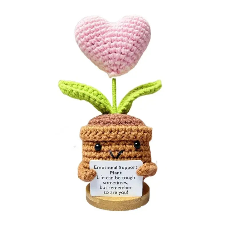 Knitted Heart Flower Doll – Positive Energy Plush for Desk Decor Gifts