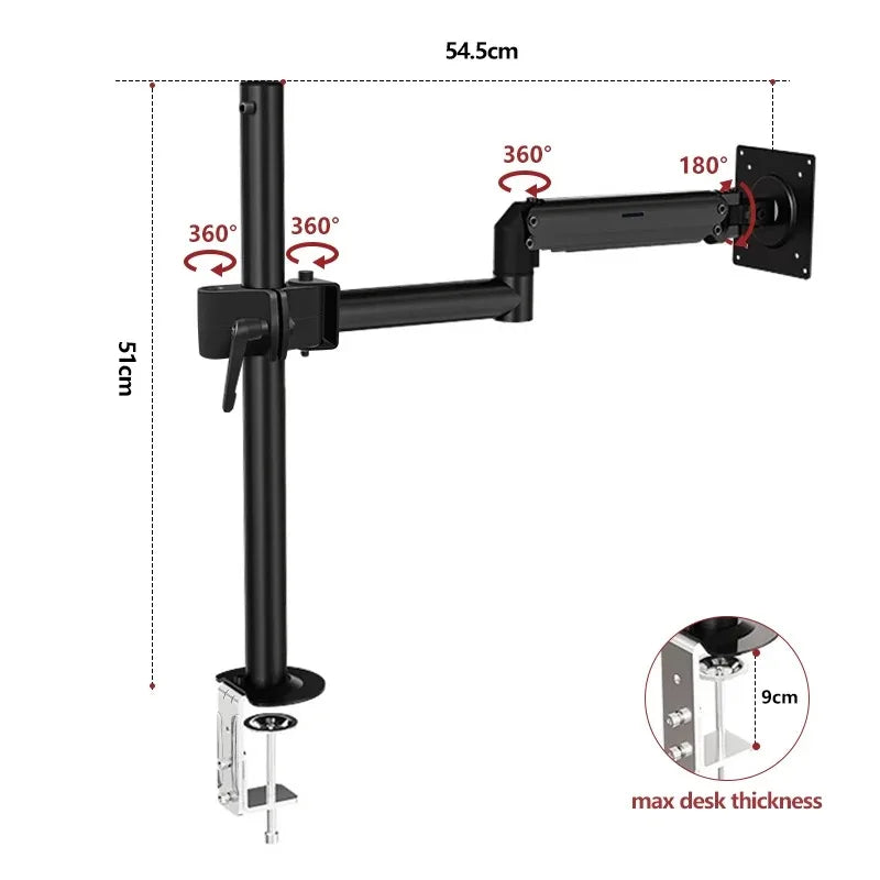 Adjustable Single Monitor Stand – 17 to 32 Inch Desktop Mount for PC Setup