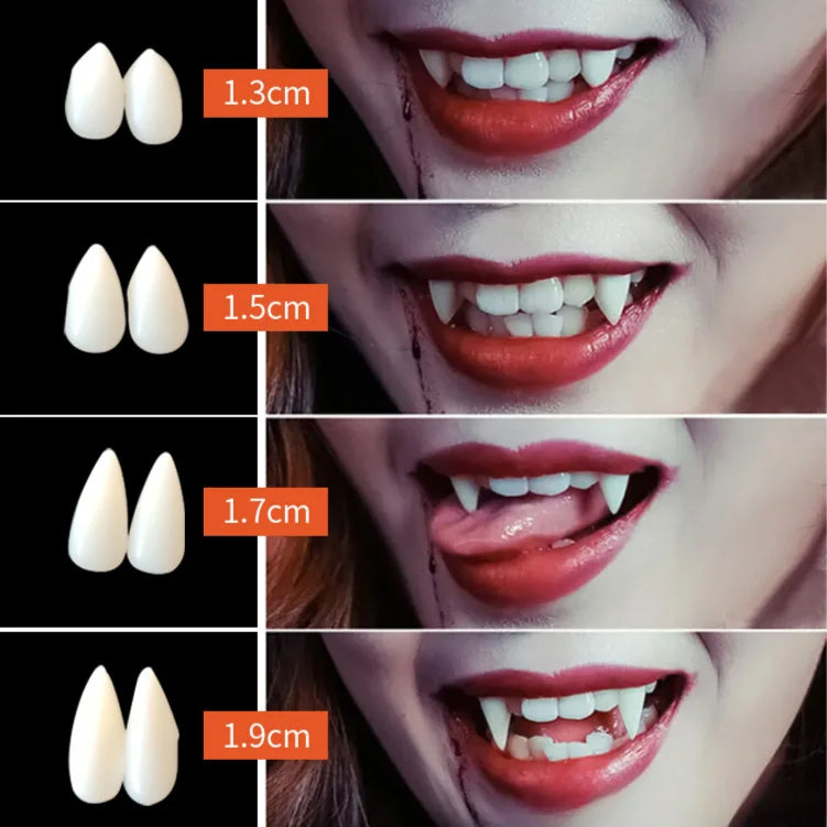 Vampire Fangs with Adhesive – Realistic Dentures for Halloween Cosplay