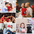 Artificial Rose Teddy Bear – 25cm Flower Figurine for Anniversary Gifts