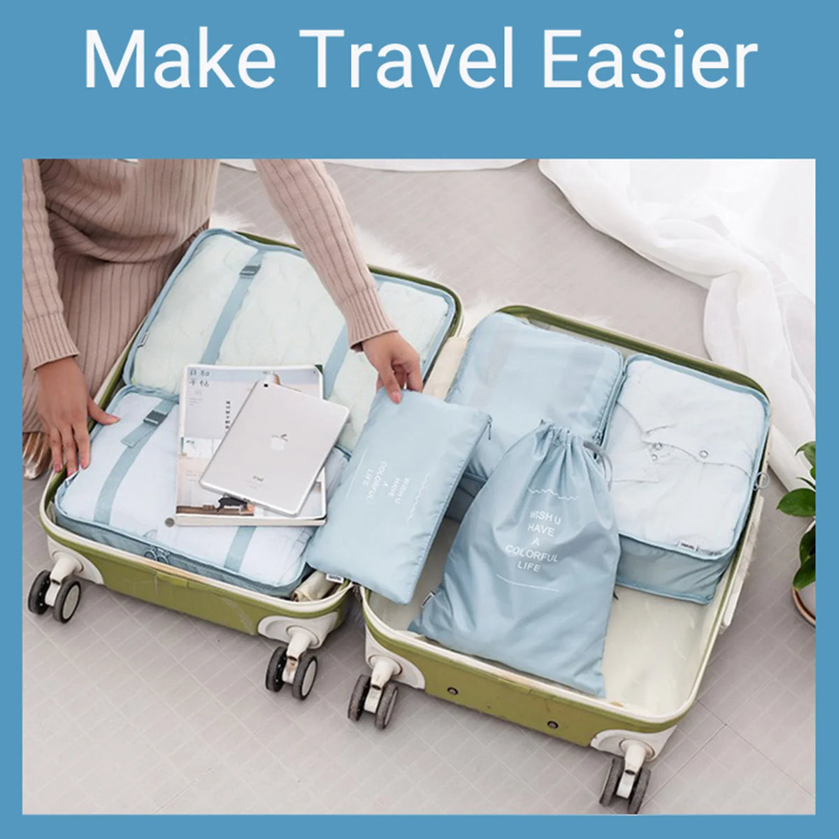 Mesh Travel Packing Cubes – Luggage Organizer Set for Suitcase Storage