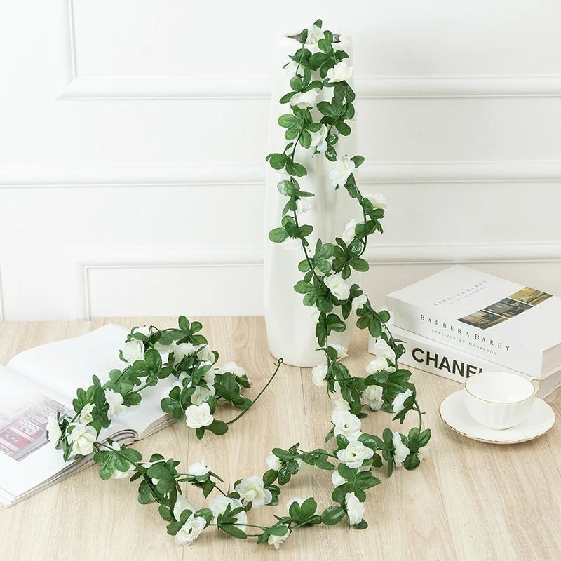Artificial Silk Rose Vine – 2.5m Floral Garland for Wedding Arch Decoration