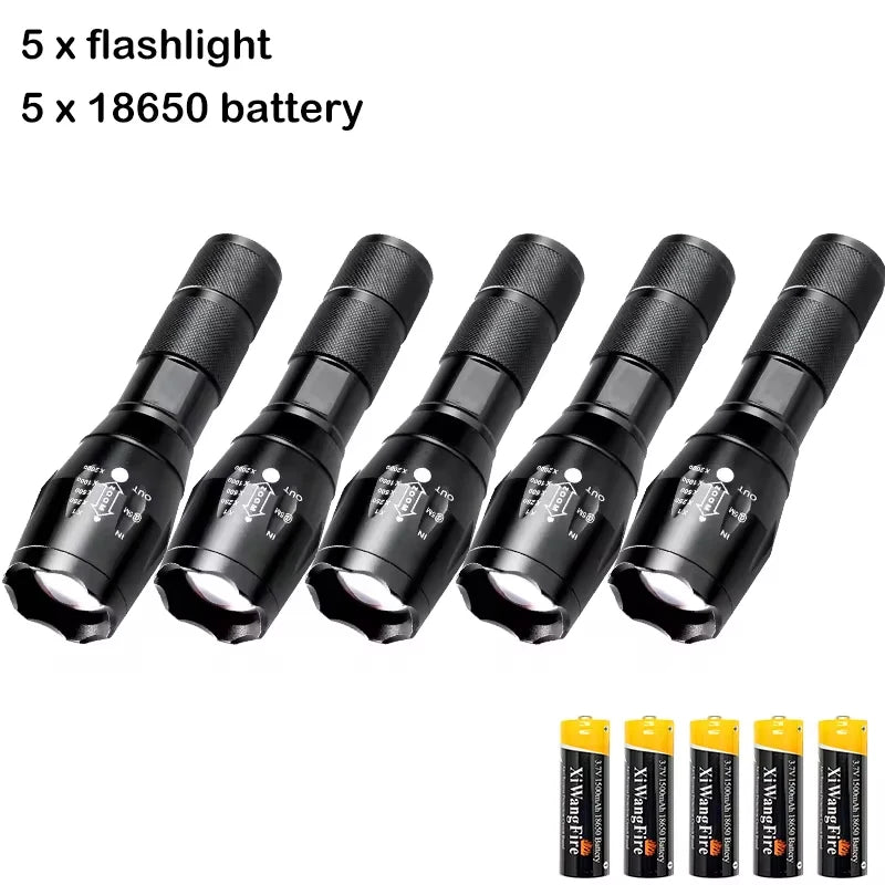 T6 LED Zoomable Flashlight – Waterproof Aluminum Torch for Camping