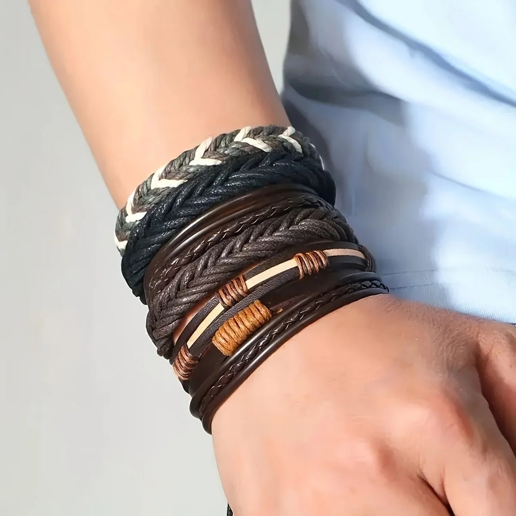 Braided Leather Bead Bracelets – Ethnic Tribal Wristbands for Men Women