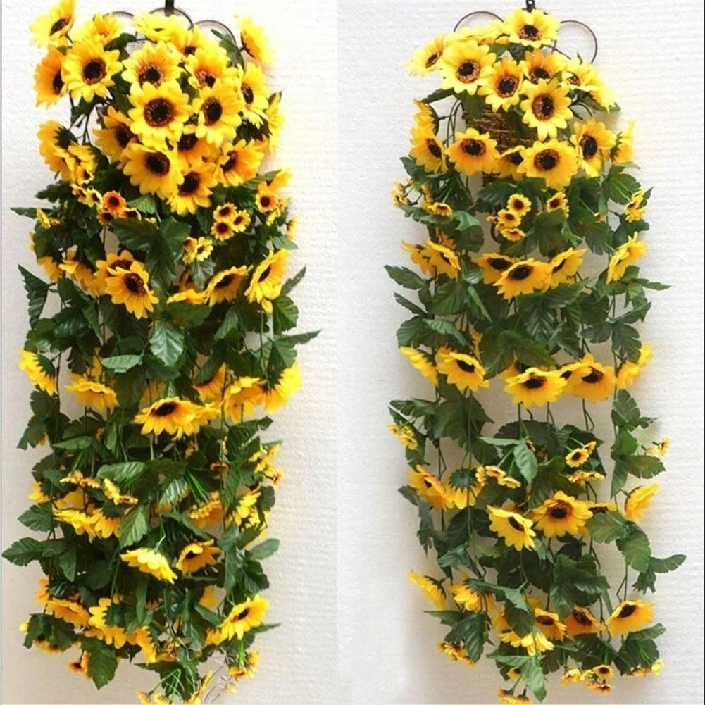Silk Sunflower Garland – 260cm Artificial Floral Vine for Wedding Arch Decor