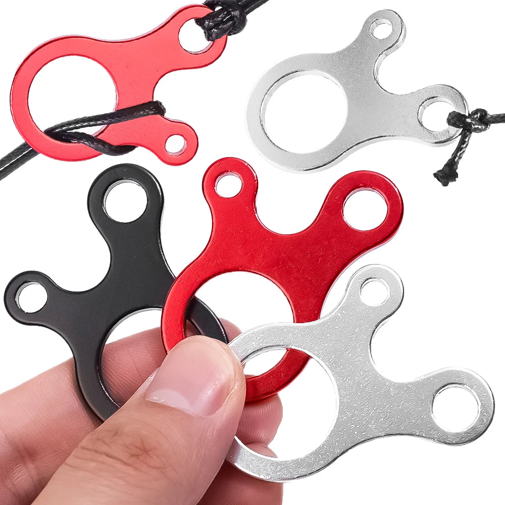 Aluminium Tent Rope Tensioner – 3-Hole Wind Cord Buckle for Camping Gear