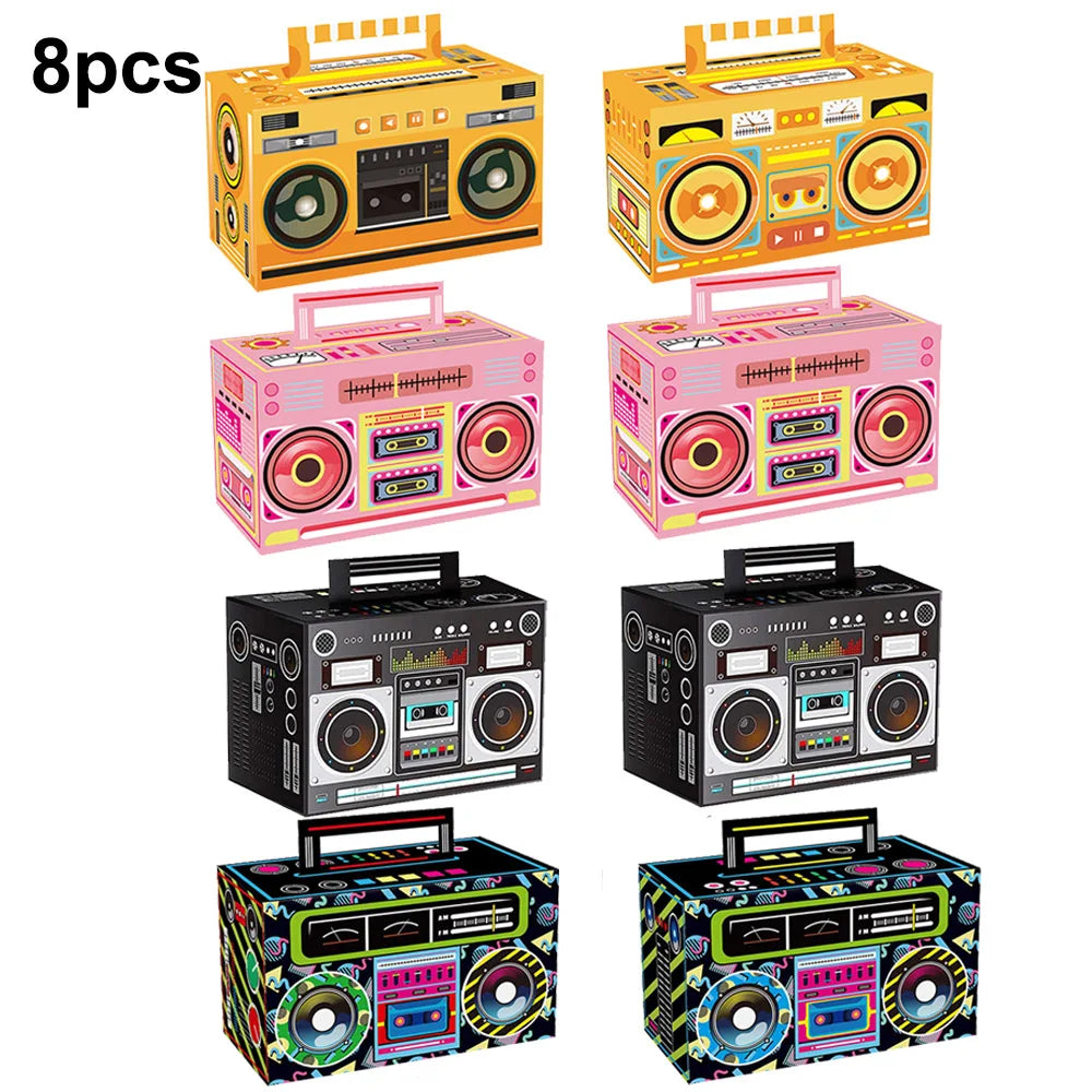 Retro Boom Box Candy Boxes – Paper Gift Containers for 80s 90s Hip Hop Parties