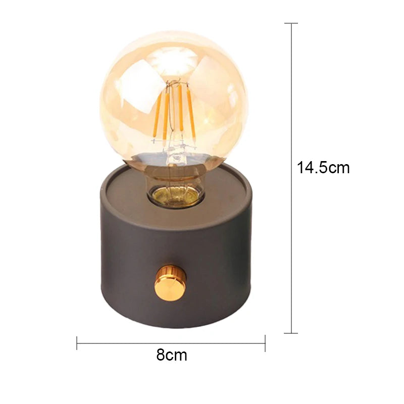 Retro LED Battery Powered Bulb Lamp – Portable Desktop Light for Bedroom Decor